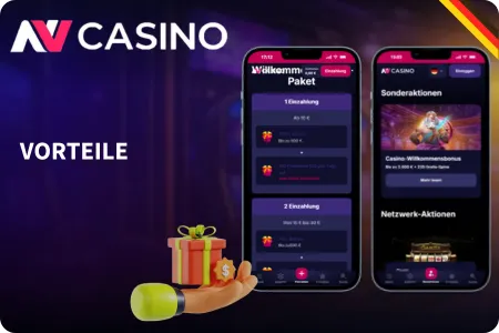 Vorteile wie Willkommensbonus, NV Casino app