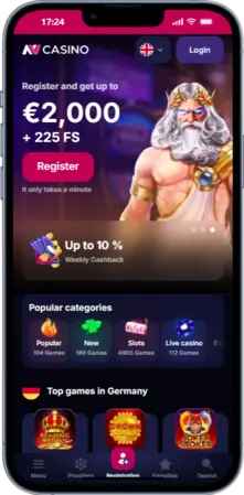Domovská stránka NV Casino app
