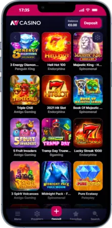 Sekce „Automaty“ NV Casino app