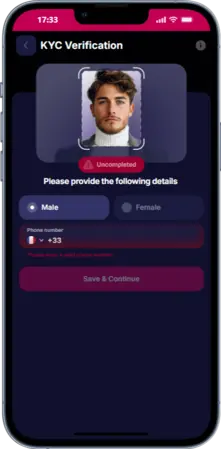 KYC-bevestiging in NV Casino app