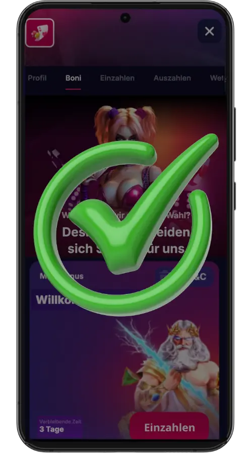 NV Casino aktivierter Willkommensbonus mit Countdown und Einzahlen-Button