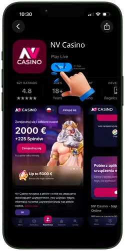 NV Casino iOS App po pobraniu - naciśnij przycisk Otwórz
