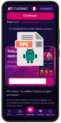 NV Casino APK file downloading automatically on a mobile device
