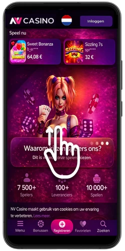 NV Casino Android-app – naar beneden scrollen op de website