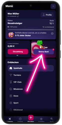NV Casino Bonusbereich Meine Boni öffnen